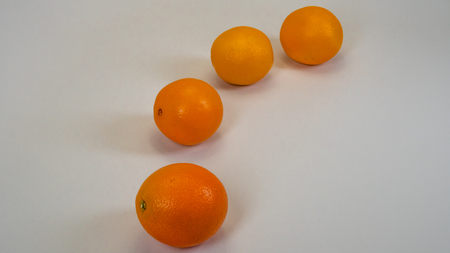 Ripe and fresh orange isolated on white background. Close-up, macroの写真素材