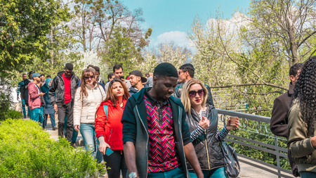 04.23.2019 - Kyiv, Ukraine. Botanical Garden in the center of the capital of Ukraine. The tourists...