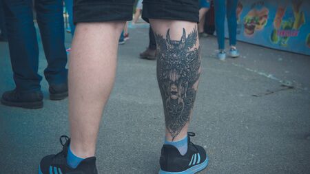 05.16.2019 - Kiyv, Ukraine: Tattoo festival. Millennials with tattoo on them body are coming on the...