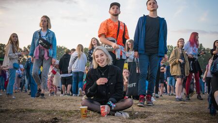 Kyiv, Ukraine - 07.13.2019: Atlas Weekend music festival outdoors, fifth day. Millennials are...