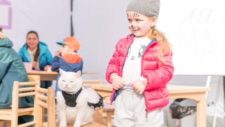 Kyiv, Ukraine - September 21, 2019: Festival Â«ZOOBonus festÂ», cute pets with them owners have a rest outdoorsのeditorial素材