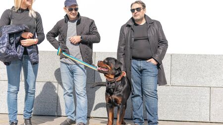 Kyiv, Ukraine - September 21, 2019: Festival Â«ZOOBonus festÂ», cute pets with them owners have a rest outdoorsのeditorial素材