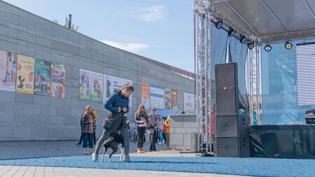 Kyiv, Ukraine - September 21, 2019: Festival Â«ZOOBonus festÂ», cute pets with them owners have a rest outdoorsのeditorial素材