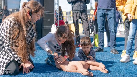 Kyiv, Ukraine - September 21, 2019: Festival Â«ZOOBonus festÂ», cute pets with them owners have a rest outdoorsのeditorial素材