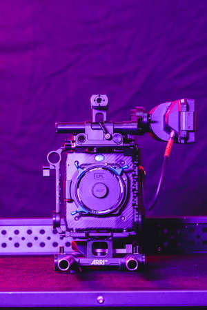 Kyiv, Ukraine - 04.17.2020: Studio shoot of professional video camera Arri Alexa mini LF with out lens, close-up. Professional equipment for cinematographer, movie technologyのeditorial素材