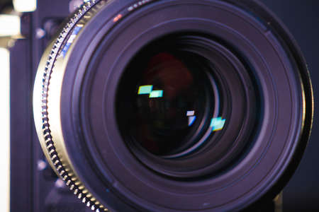 Kyiv, Ukraine - 04.17.2020: Studio shoot of professional lens Zeiss Supreme Prime, close-up. Professional equipment for cinematographer, movie technologyのeditorial素材