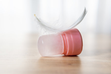 Natural eco crystal alum deodorant. Environmentally friendly lifestyle, personal hygiene and health care conceptの写真素材