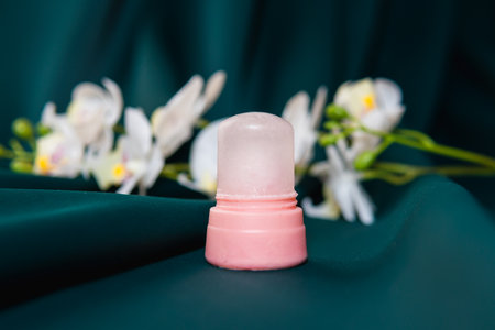 Natural eco crystal alum deodorant. Environmentally friendly lifestyle, personal hygiene and health care conceptの写真素材