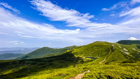 Nature Landscape - Carpathian Mountains rage. Tourist places of Ukraine. Clear summer day. Concepts of tourism, environment.の写真素材