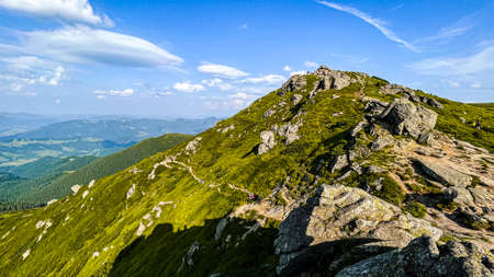 Nature Landscape - Carpathian Mountains rage. Tourist places of Ukraine. Clear summer day. Concepts of tourism, environment.の写真素材