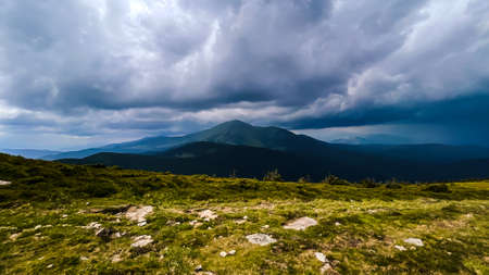 Nature Landscape - Carpathian Mountains rage. Tourist places of Ukraine. Clear summer day. Concepts of tourism, environment.の写真素材