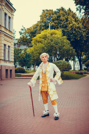 Portrait of a man in a medieval costume. Retro style and historical clothes concepts. Ukrainian...