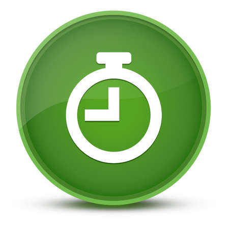 Timer luxurious glossy green round button abstract illustrationの写真素材