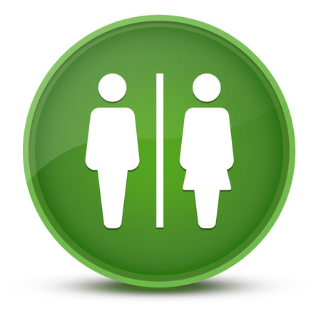 Restroom sign luxurious glossy green round button abstract illustrationの写真素材