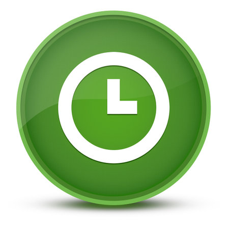 Clock luxurious glossy green round button abstract illustrationの写真素材