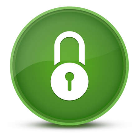 Lock luxurious glossy green round button abstract illustrationの写真素材