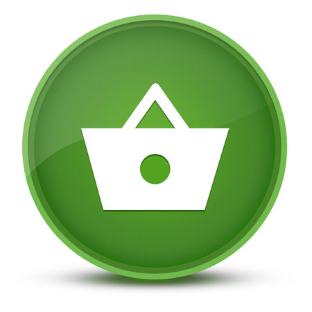 Shopping basket luxurious glossy green round button abstract illustrationの写真素材