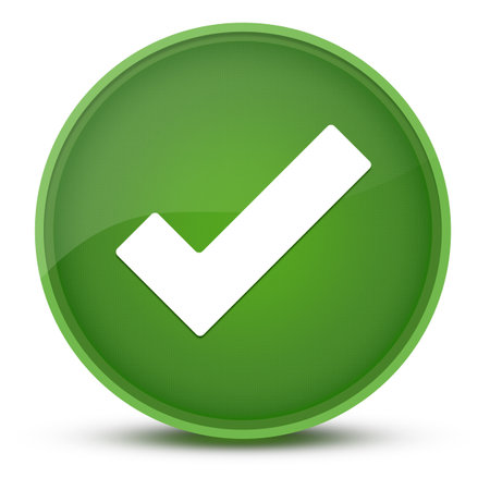 Checkmark luxurious glossy green round button abstract illustrationの写真素材