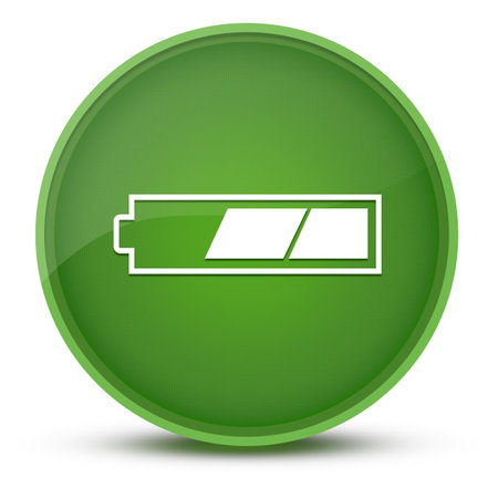 2 third charged battery luxurious glossy green round button abstract illustrationの写真素材