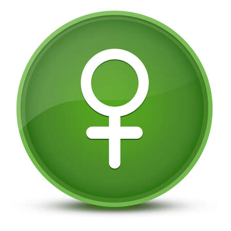 Female sign luxurious glossy green round button abstract illustrationの写真素材