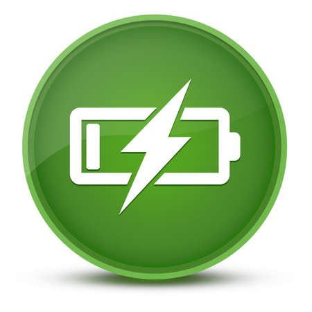Battery Charging luxurious glossy green round button abstract illustrationの写真素材