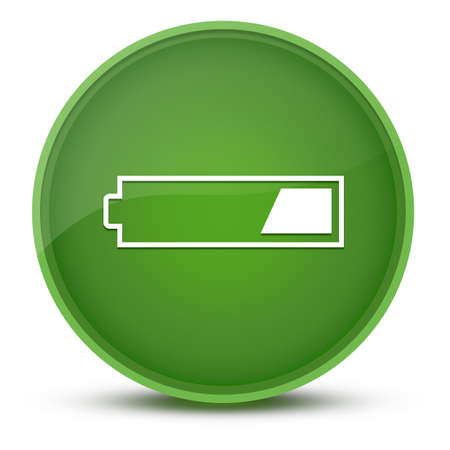 1 third charged battery luxurious glossy green round button abstract illustrationの写真素材