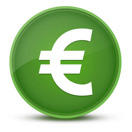 Euro sign luxurious glossy green round button abstract illustrationの写真素材