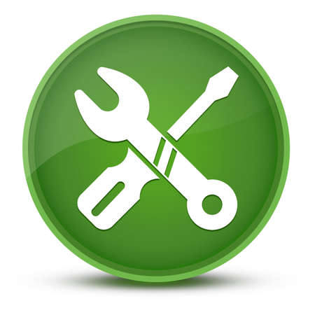 Repair luxurious glossy green round button abstract illustrationの写真素材