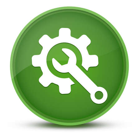 Technical support luxurious glossy green round button abstract illustrationの写真素材