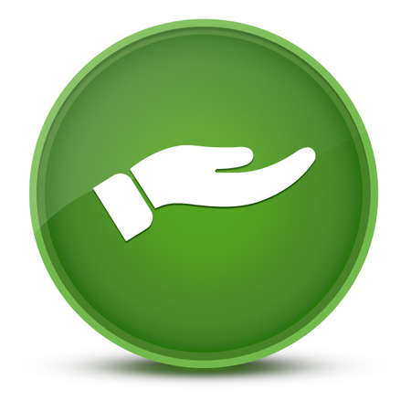 Hand luxurious glossy green round button abstract illustrationの写真素材