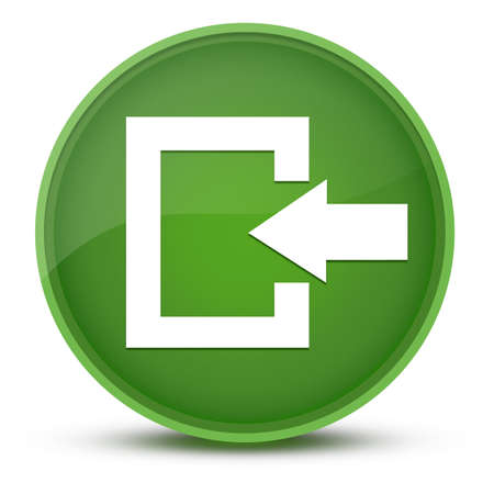Logout luxurious glossy green round button abstract illustrationの写真素材