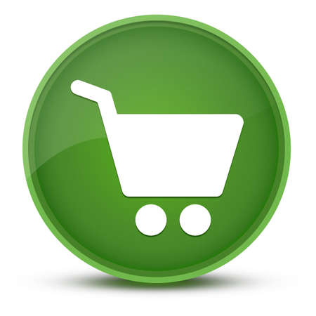 Shopping cart luxurious glossy green round button abstract illustrationの写真素材