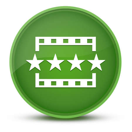 Movie reviews luxurious glossy green round button abstract illustrationの写真素材