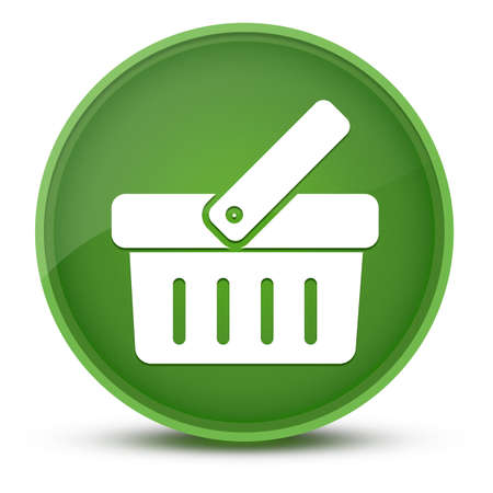 Shopping cart luxurious glossy green round button abstract illustrationの写真素材