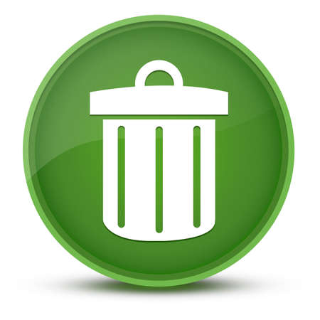 Recycle bin luxurious glossy green round button abstract illustrationの写真素材