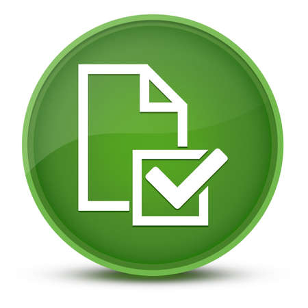 Survey(Checklist icon) luxurious glossy green round button abstract illustrationの写真素材