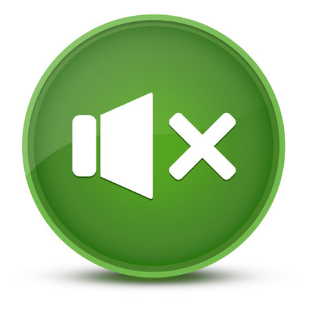 Mute sound luxurious glossy green round button abstract illustrationの写真素材