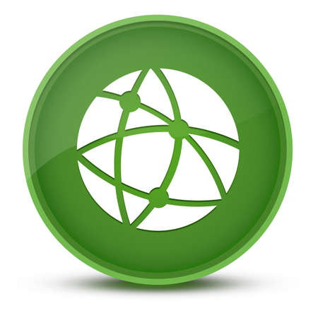 Global technology or social network luxurious glossy green round button abstract illustrationの写真素材