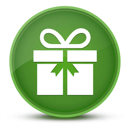 Gift luxurious glossy green round button abstract illustrationの写真素材