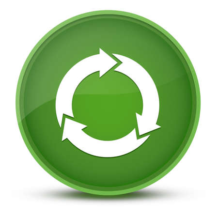 Three circle arrows luxurious glossy green round button abstract illustrationの写真素材