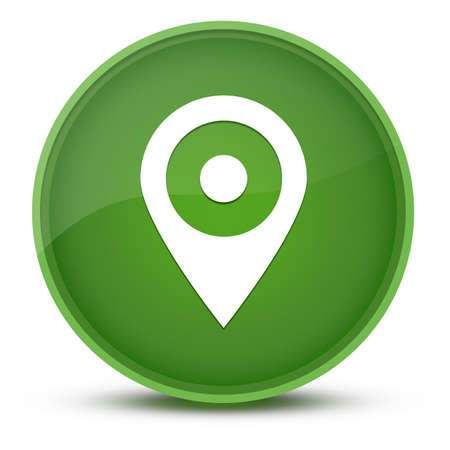 Location pin luxurious glossy green round button abstract illustrationの写真素材