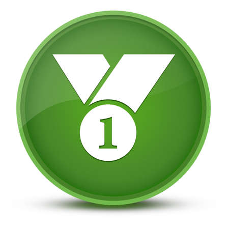 Number 1 luxurious glossy green round button abstract illustrationの写真素材