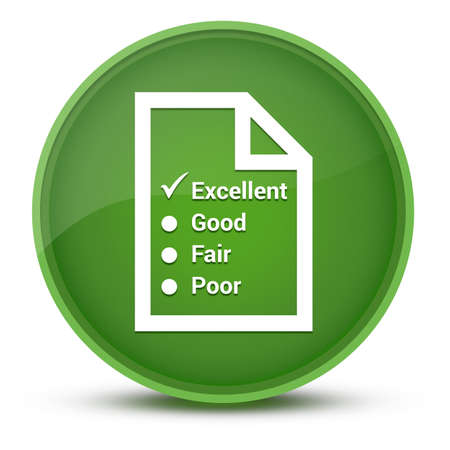 Survey (questionnaire icon) luxurious glossy green round button abstract illustrationの写真素材