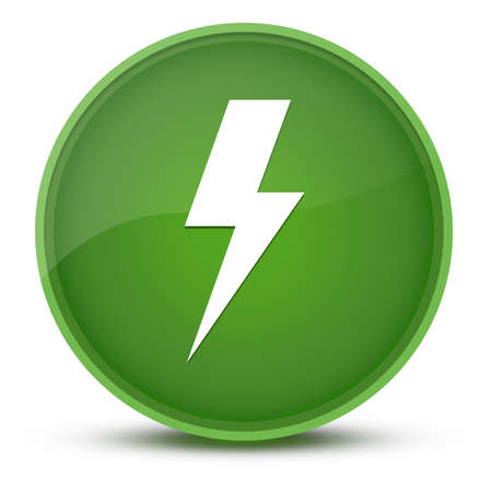 Lightning bolt luxurious glossy green round button abstract illustrationの写真素材