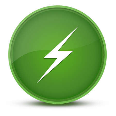 Lightning luxurious glossy green round button abstract illustrationの写真素材