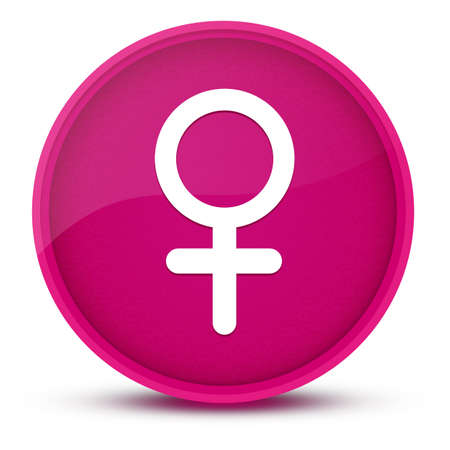 Female sign luxurious glossy pink round button abstract illustrationの写真素材