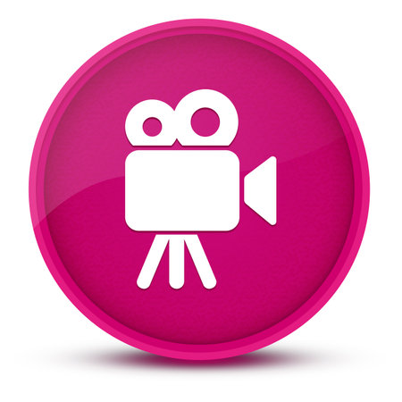 Video camera luxurious glossy pink round button abstract illustrationの写真素材