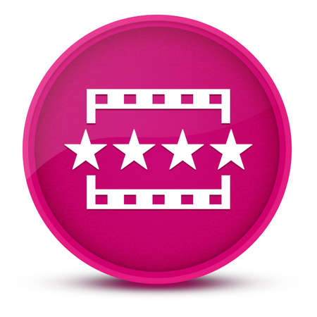 Movie reviews luxurious glossy pink round button abstract illustrationの写真素材