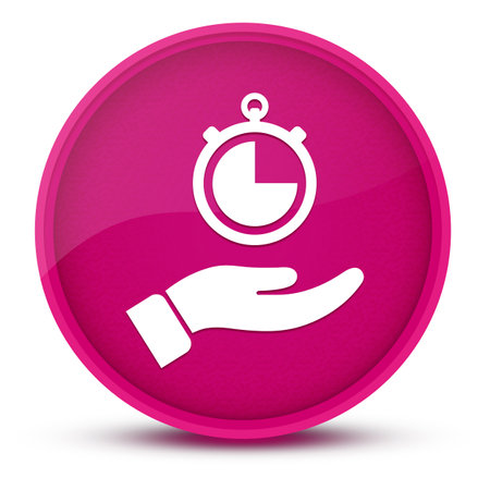 Hand stopwatch luxurious glossy pink round button abstract illustrationの写真素材