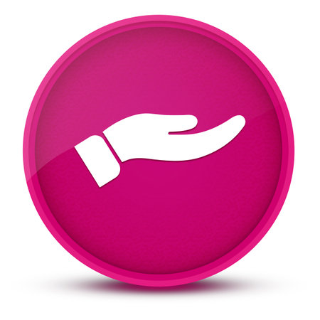 Hand luxurious glossy pink round button abstract illustrationの写真素材